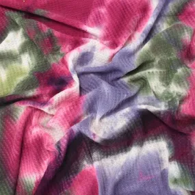 3 3/8 YD PC-Sage/Wine Red/Olive Tie Dye Waffle Knit Fabric