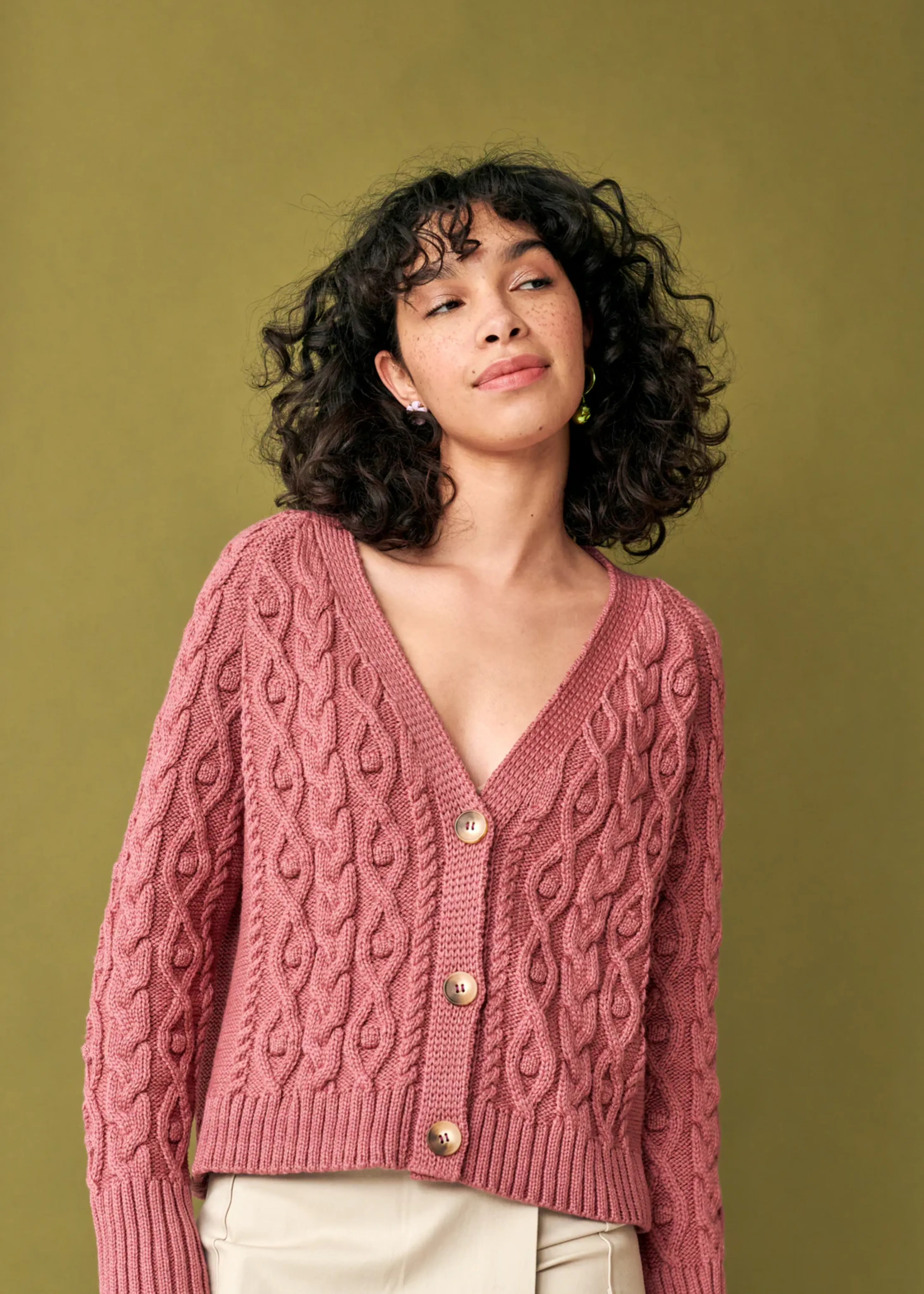 Able cardigan, dark rose