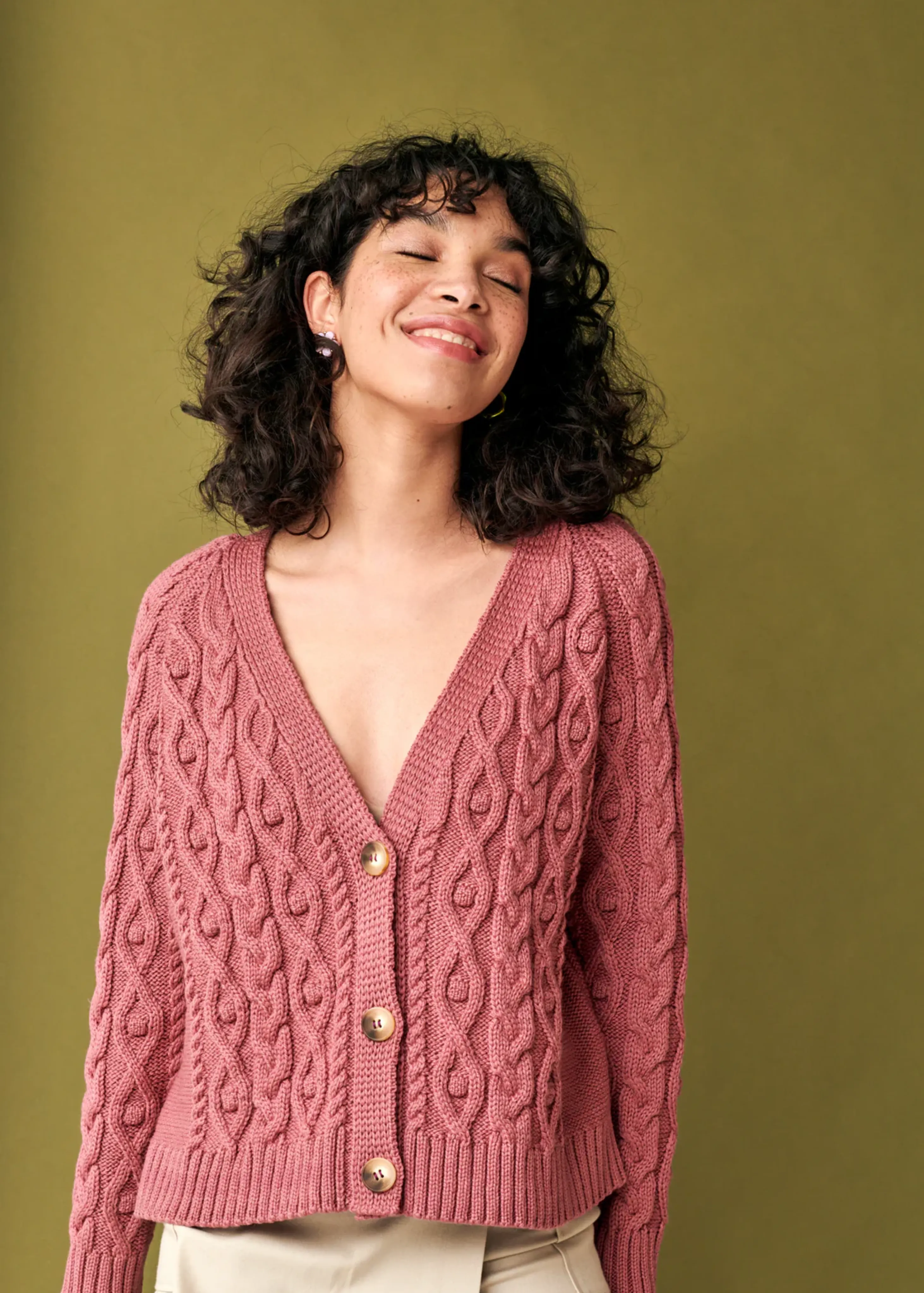 Able cardigan, dark rose
