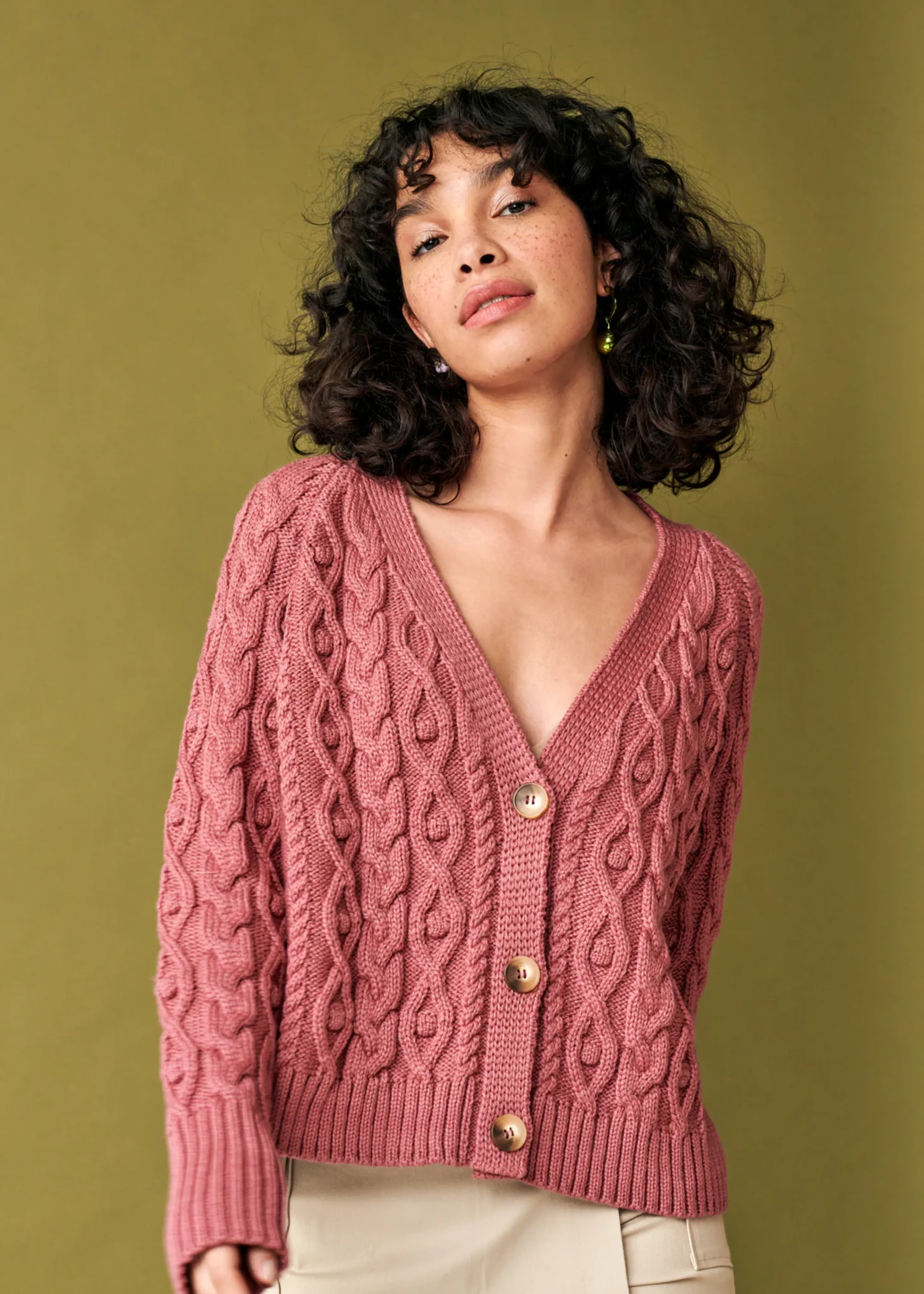 Able cardigan, dark rose