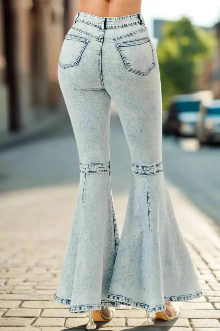 Acid Denim Flare Pants