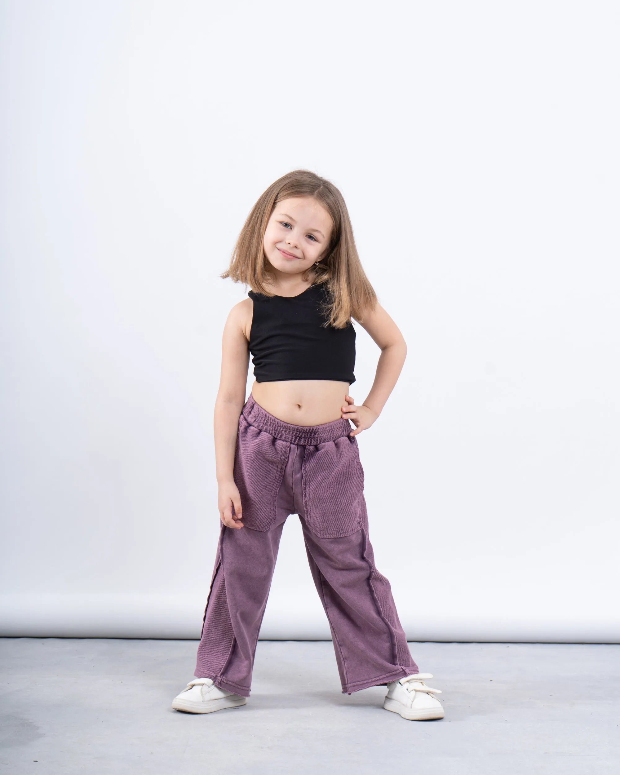 Acid-Wash Wide-Leg Pants