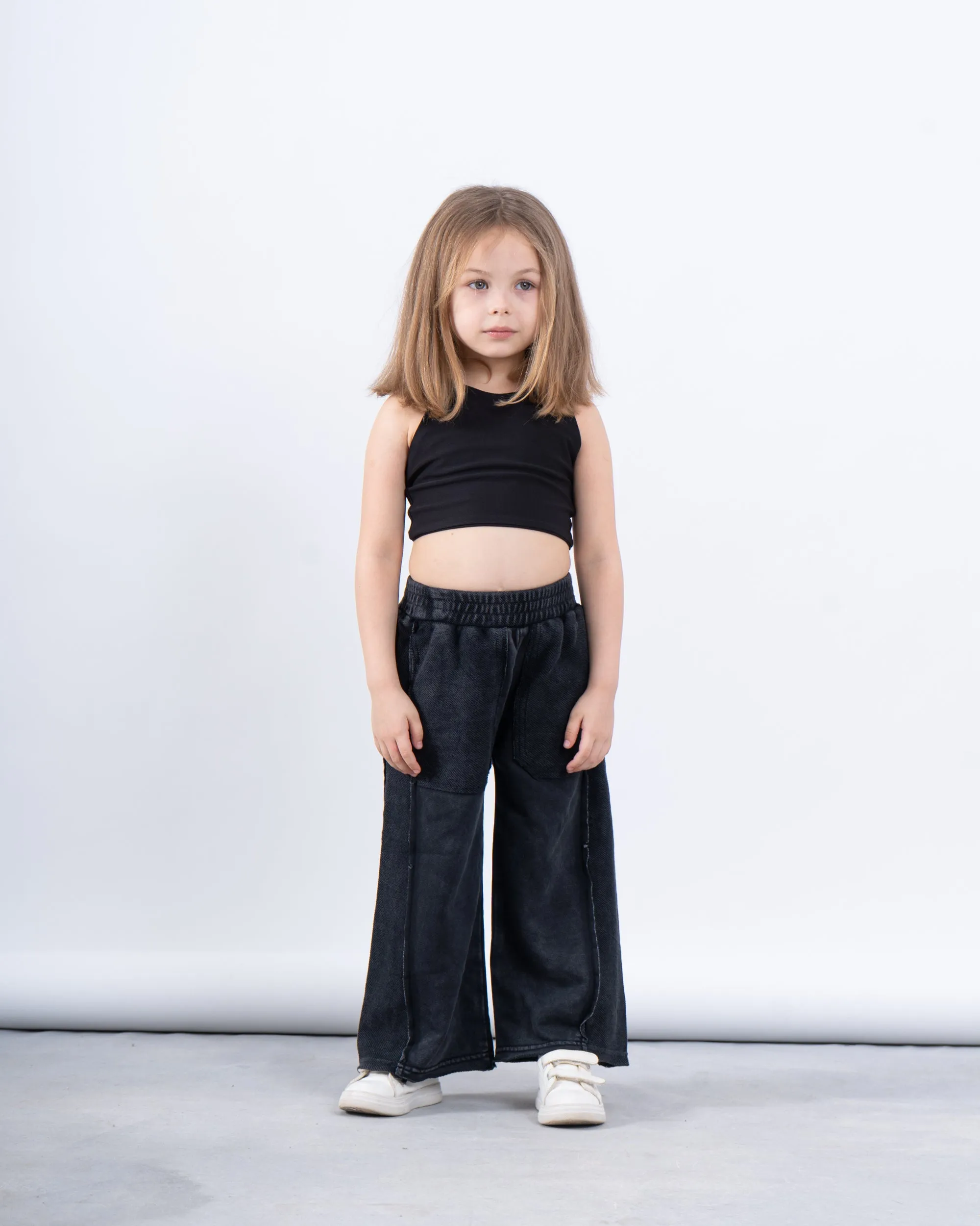 Acid-Wash Wide-Leg Pants