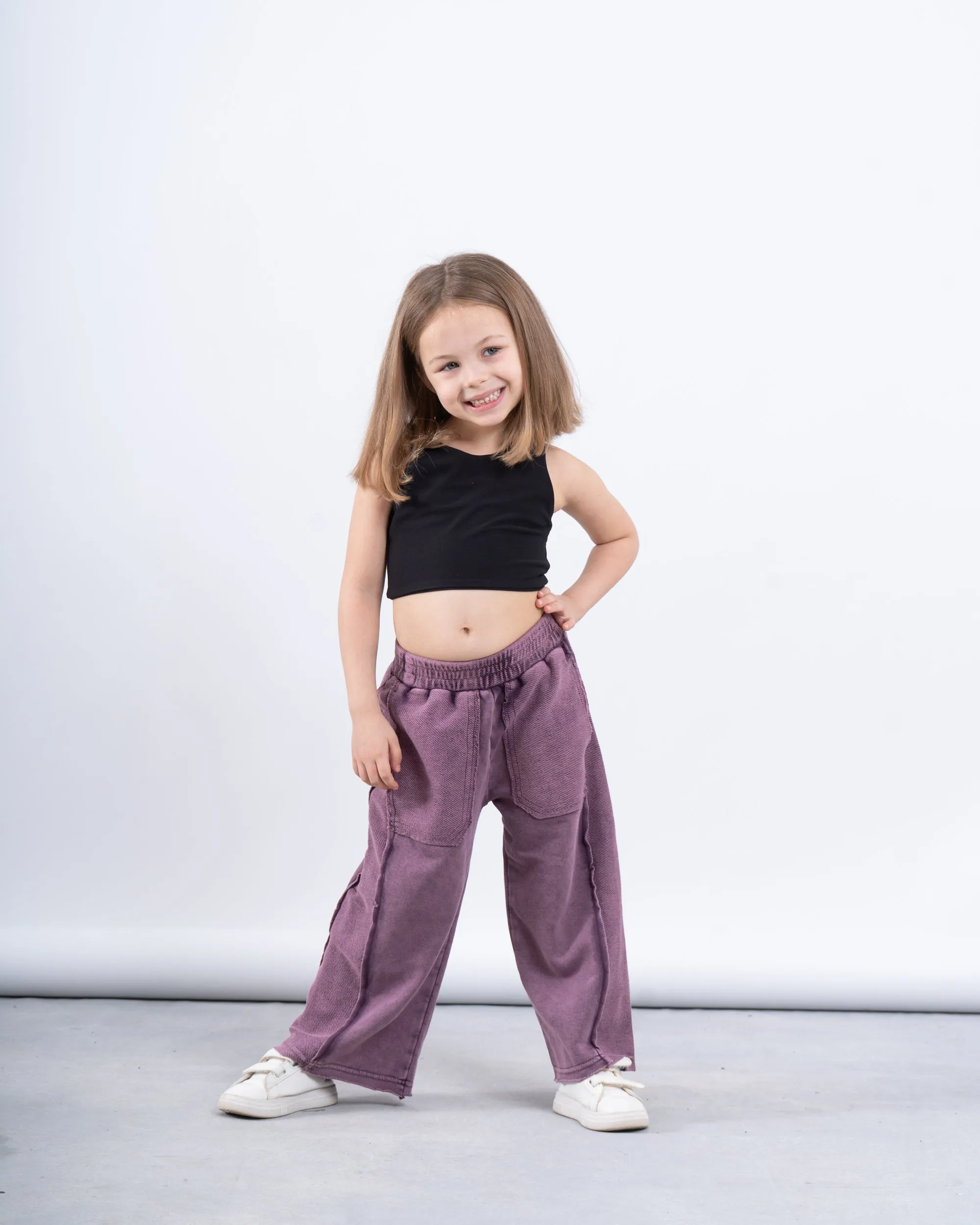 Acid-Wash Wide-Leg Pants