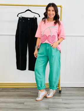 Acid Washed Denim Barrel Pants (Reg & Plus)-2 Colors