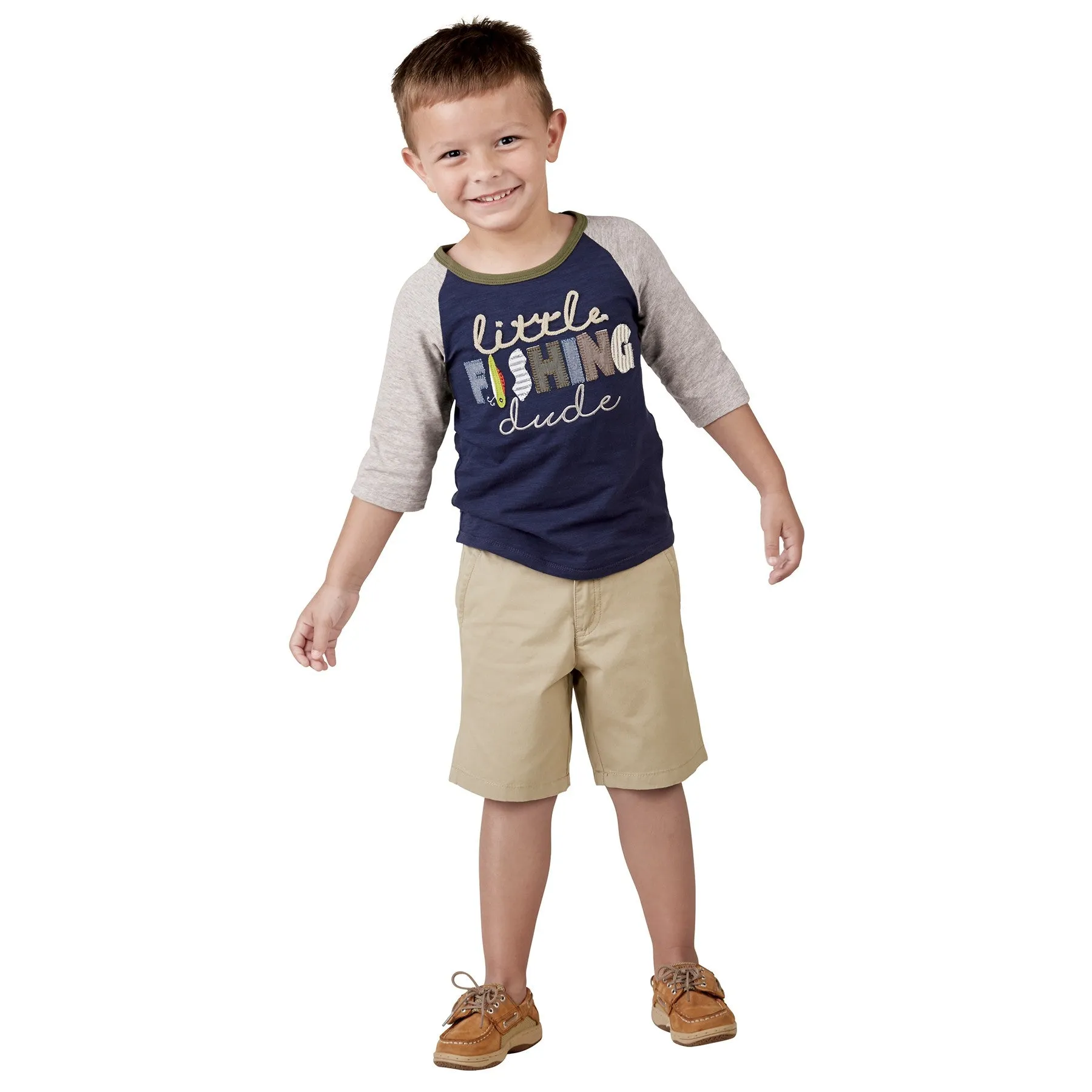 Boys T Shirt | Little Fishing Dude | Navy Grey Olive