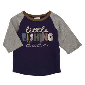 Boys T Shirt | Little Fishing Dude | Navy Grey Olive