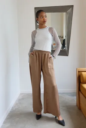 Cocoa Satin Wide Leg Pants