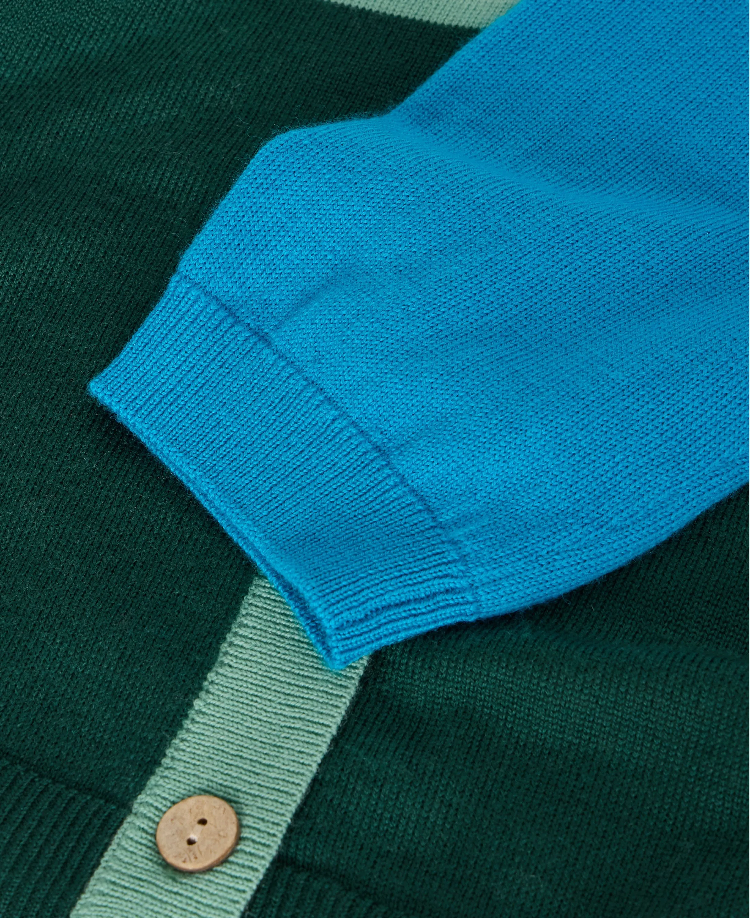 Colour Block Merino Cardi - Natural Multi
