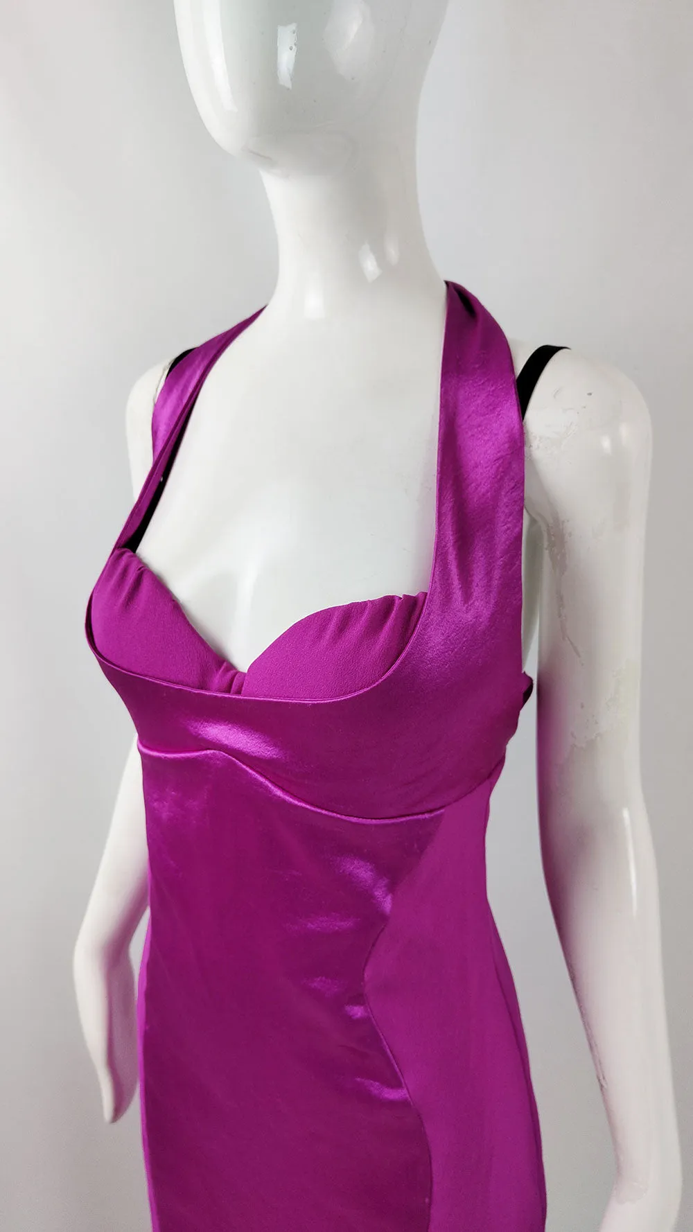 Dawn Stretton Vintage Satin Shelf Bust Y2k Cocktail Party Dress, 2000s