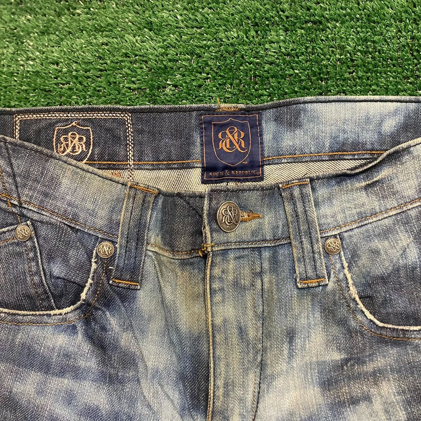 Distressed Bleached Faded Vintage Y2K Denim Jeans Pants