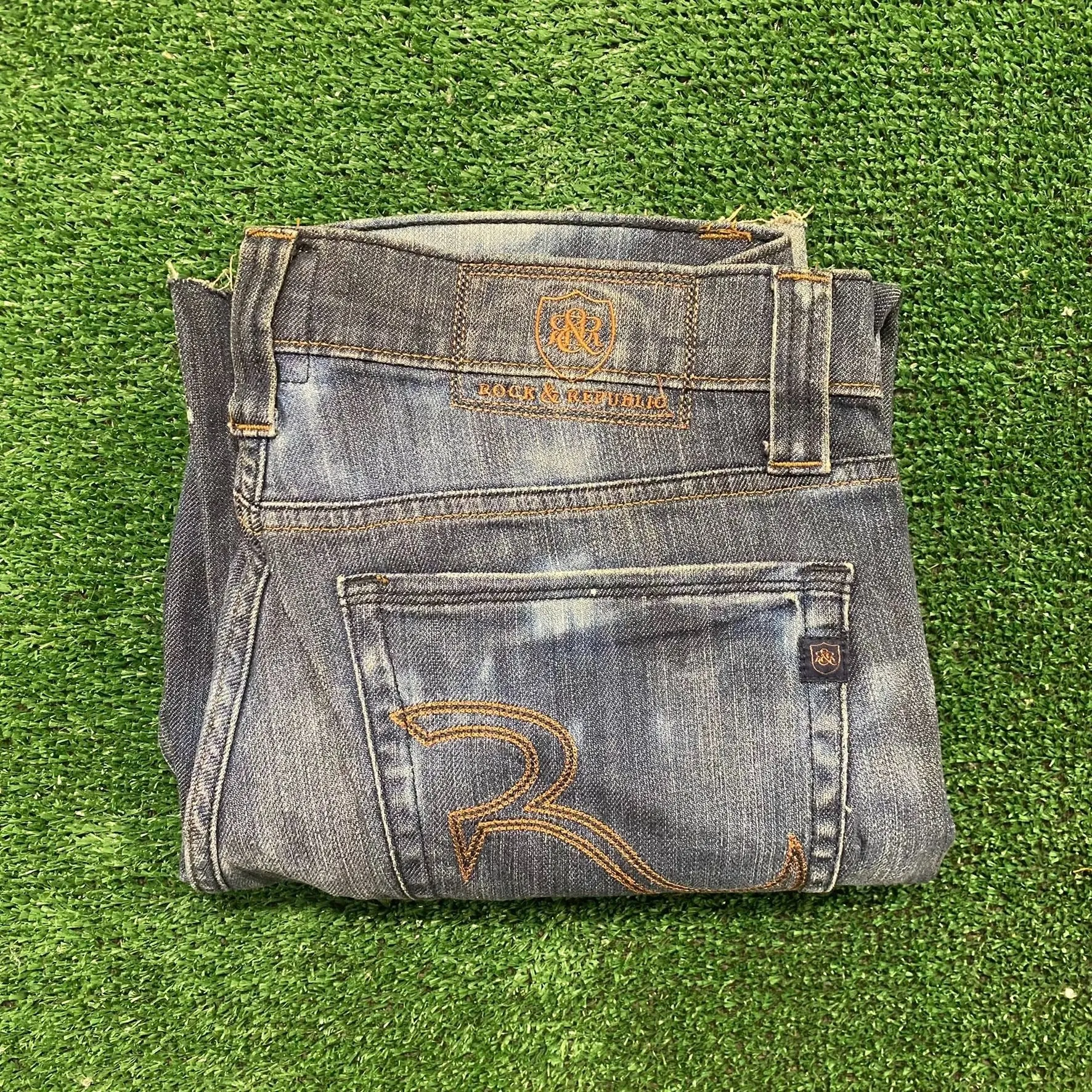 Distressed Bleached Faded Vintage Y2K Denim Jeans Pants