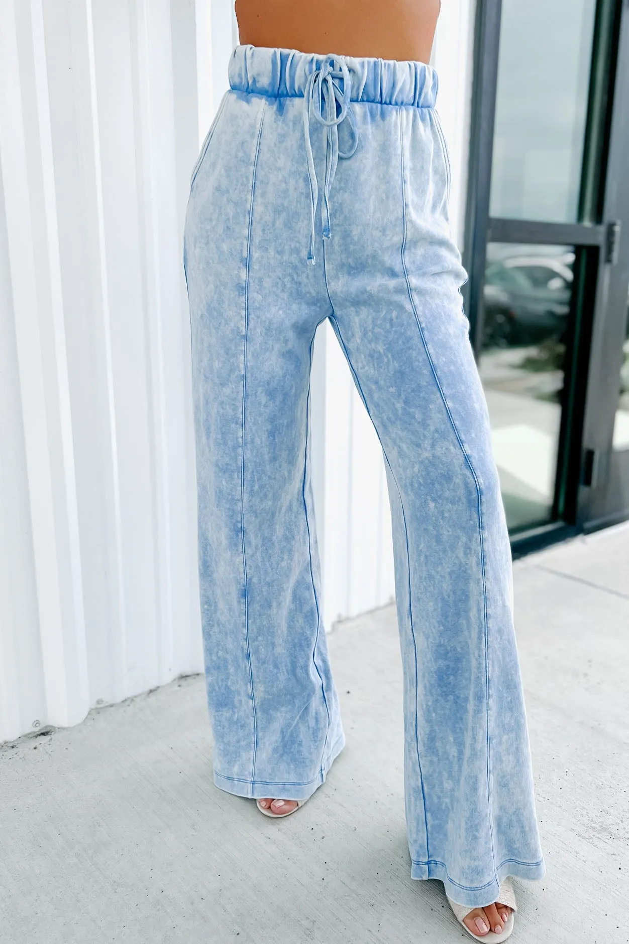 Don't Be Fooled Acid Wash Wide Leg Pants (Deep Sky)
