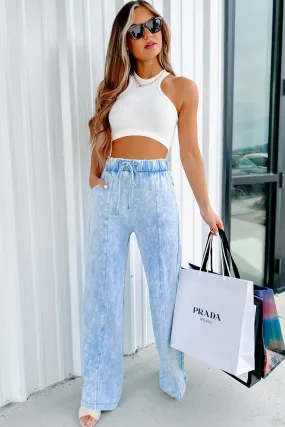 Don't Be Fooled Acid Wash Wide Leg Pants (Deep Sky)