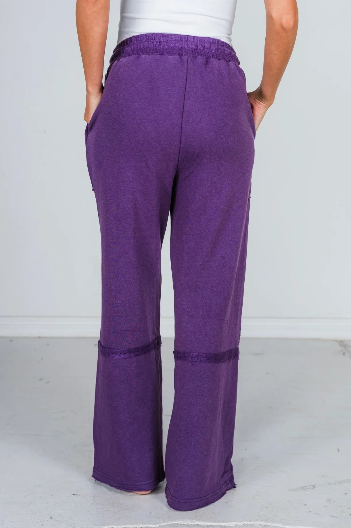 Eggplant Acid Washed French Terry Pants