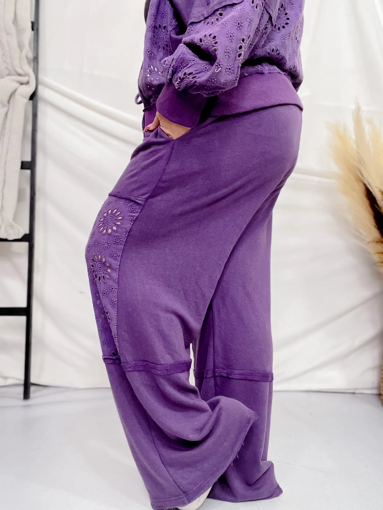 Eggplant Acid Washed French Terry Pants