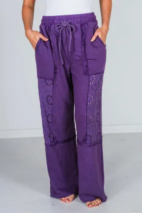 Eggplant Acid Washed French Terry Pants
