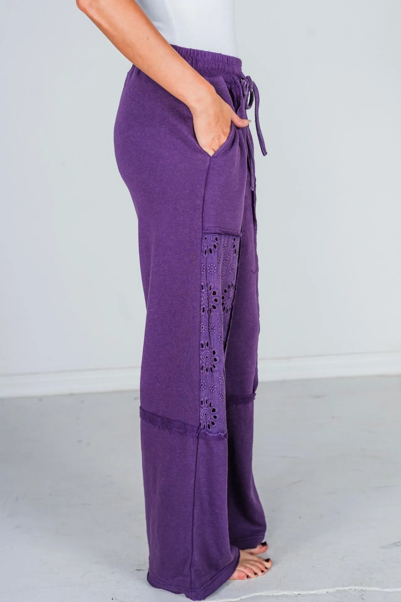 Eggplant Acid Washed French Terry Pants