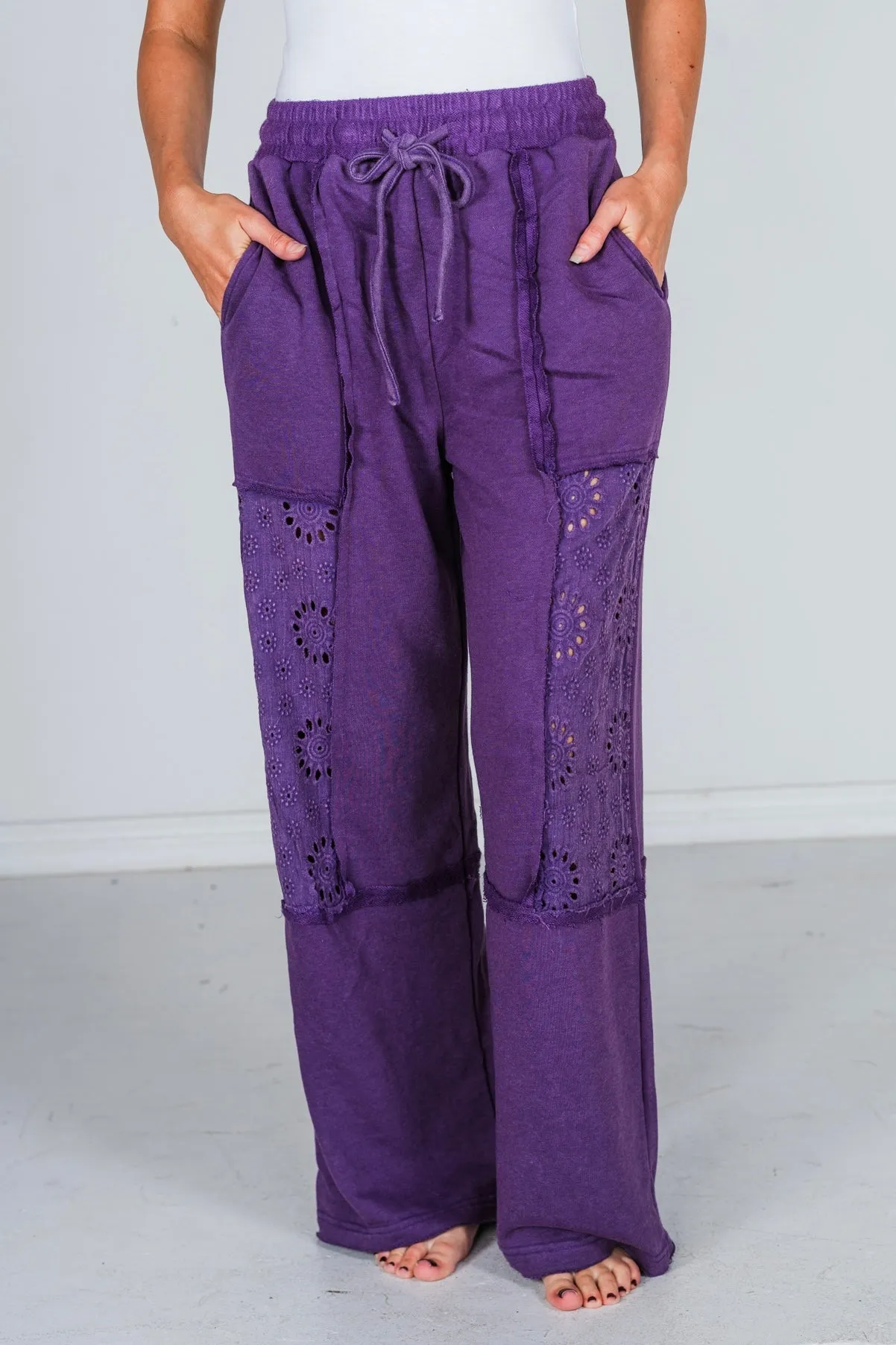 Eggplant Acid Washed French Terry Pants