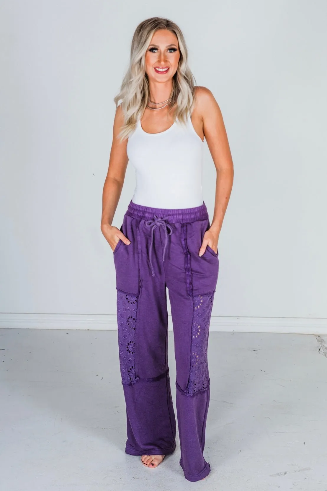 Eggplant Acid Washed French Terry Pants
