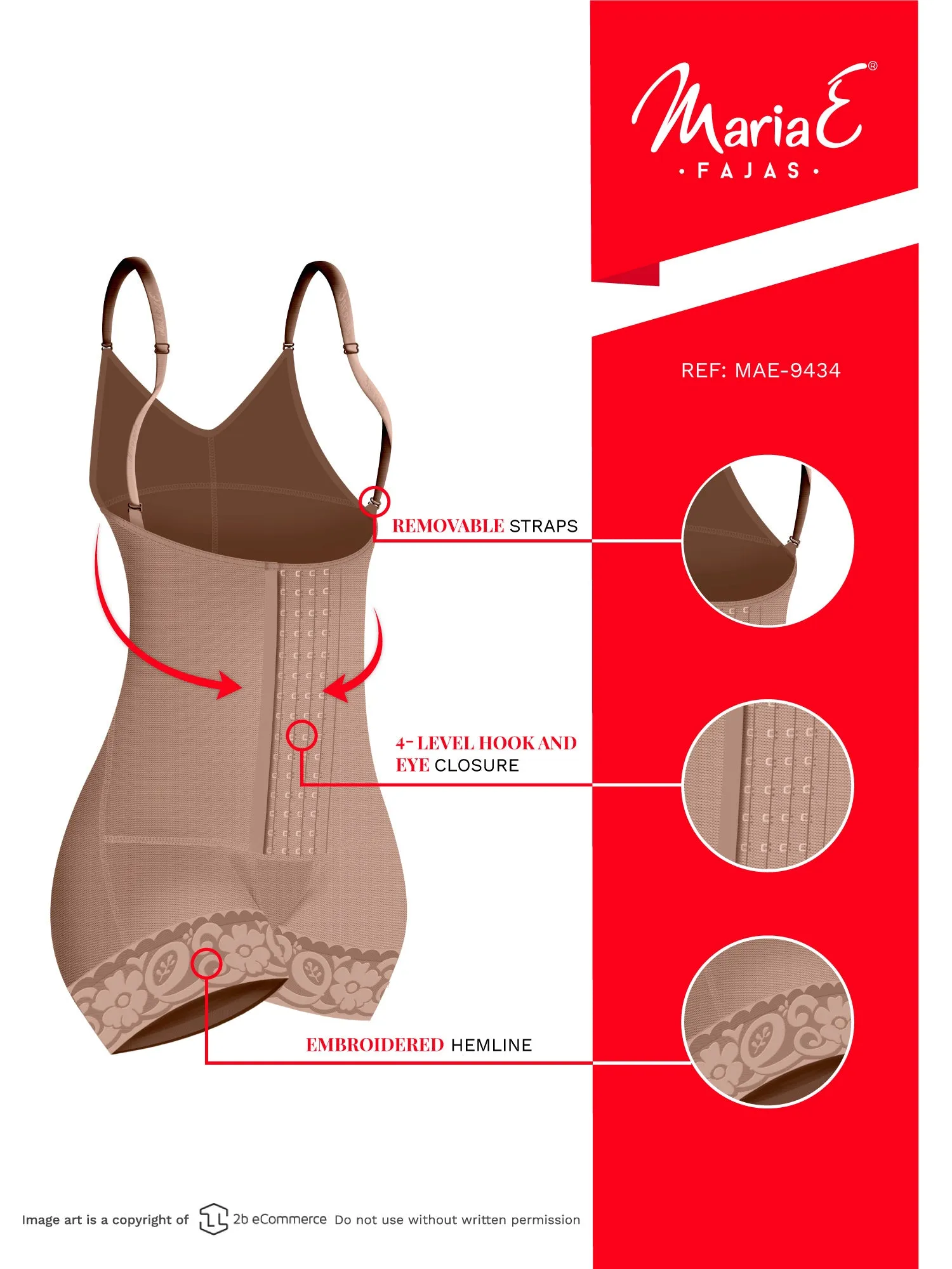 Fajas MariaE 9434 Strapless & Tummy Control Postpartum Boyshort