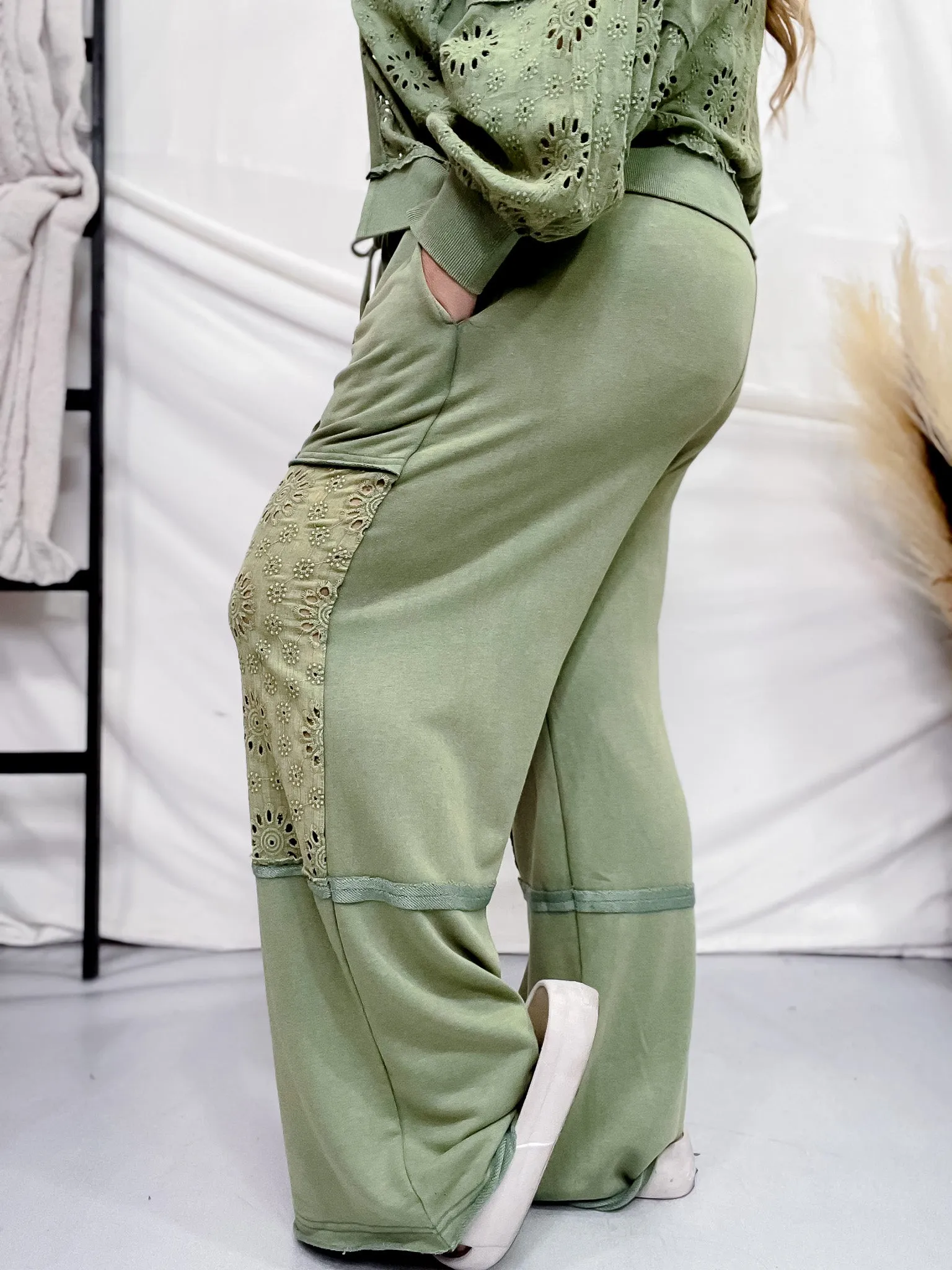 Green Acid Washed French Terry Pants