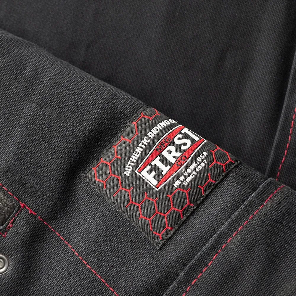 Hunt Club Motorcycle Leather Canvas Vest Black/Red