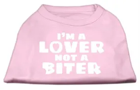 I'm a Lover not a Biter Screen Printed Dog Shirt   Light Pink Lg (14)