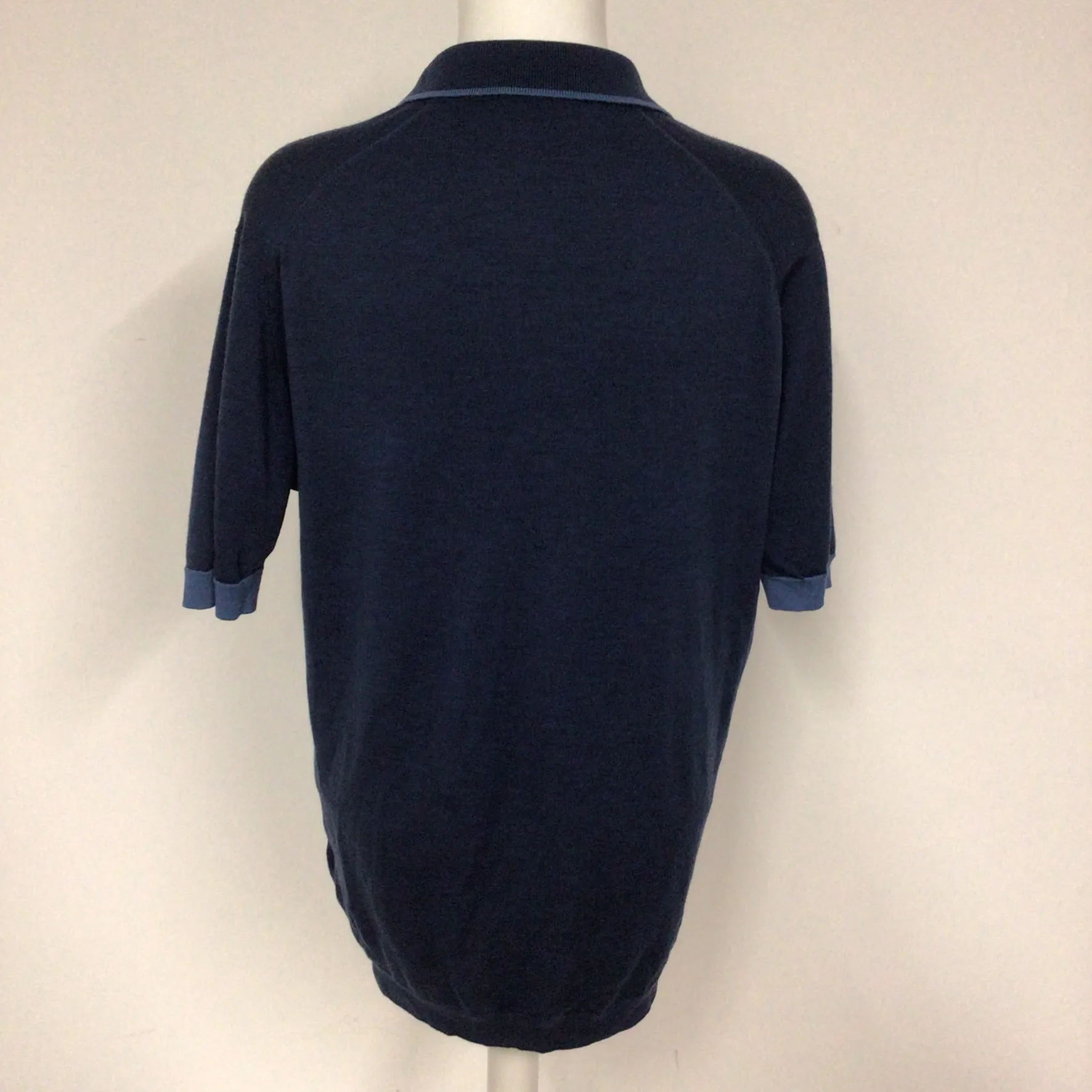 John Smedley Blue 100% Merino Wool Short Sleeve Polo Shirt Size L