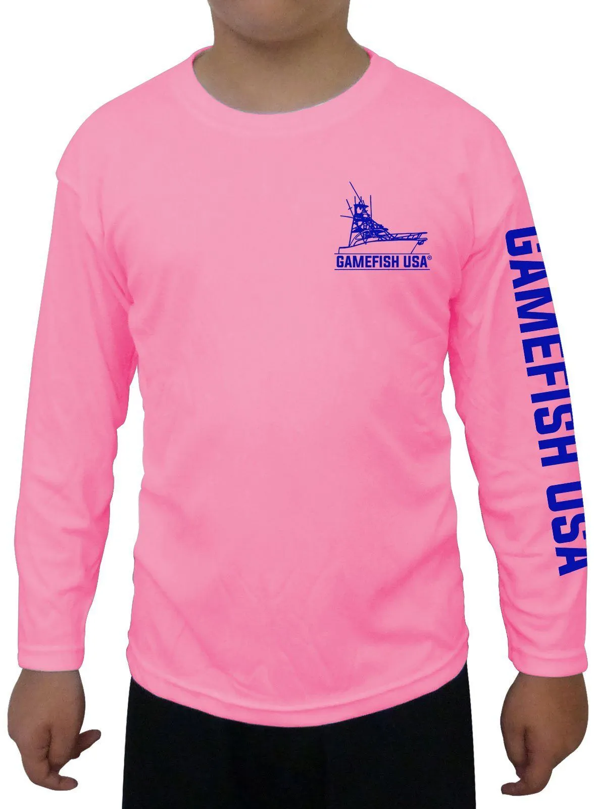 Kid's UPF 50 Long Sleeve Microfiber Moisture Wicking Performance Fishing Shirt Gamefish