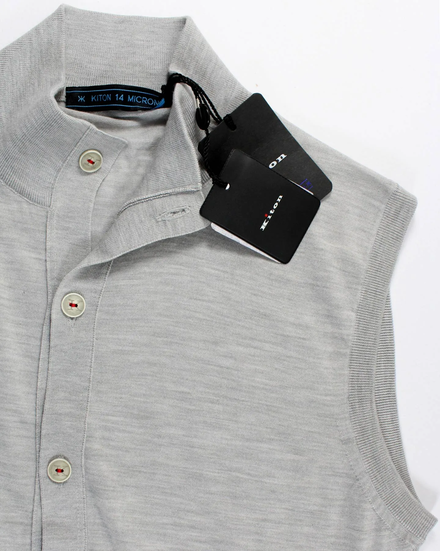 Kiton Sleeveless Cardigan Gray Button Front Wool 50 / M SALE