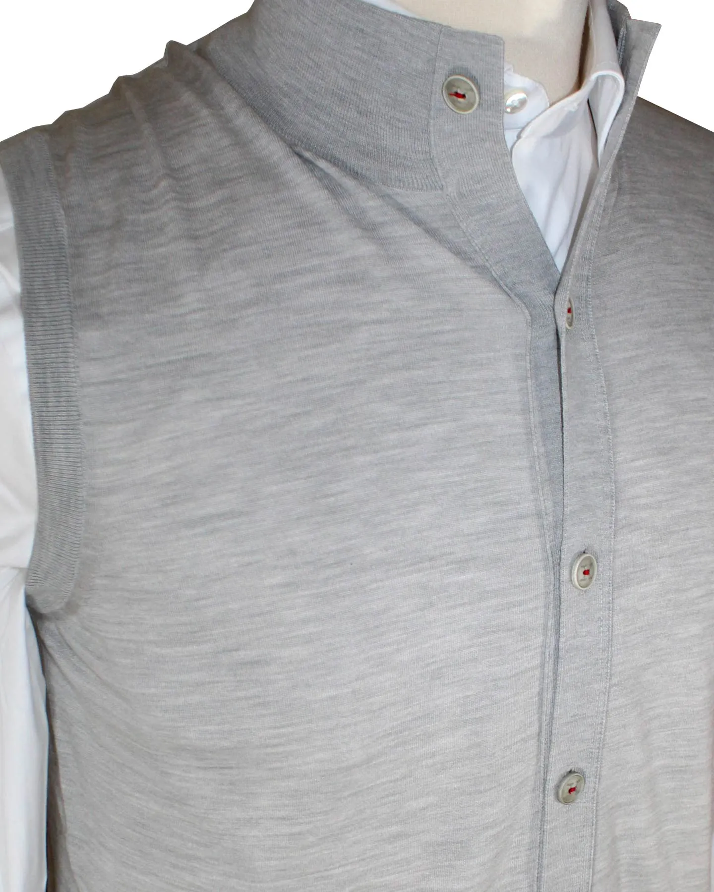 Kiton Sleeveless Cardigan Gray Button Front Wool 50 / M SALE