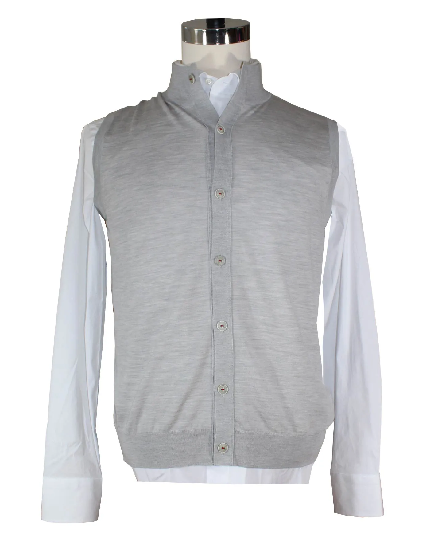 Kiton Sleeveless Cardigan Gray Button Front Wool 50 / M SALE