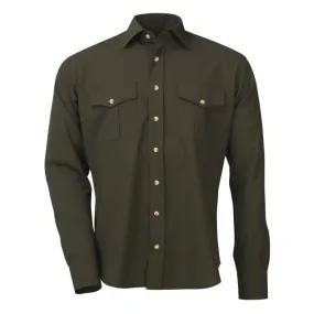 Laksen Lancaster Superfine Merino Wool Mens Shirt - Dark Green
