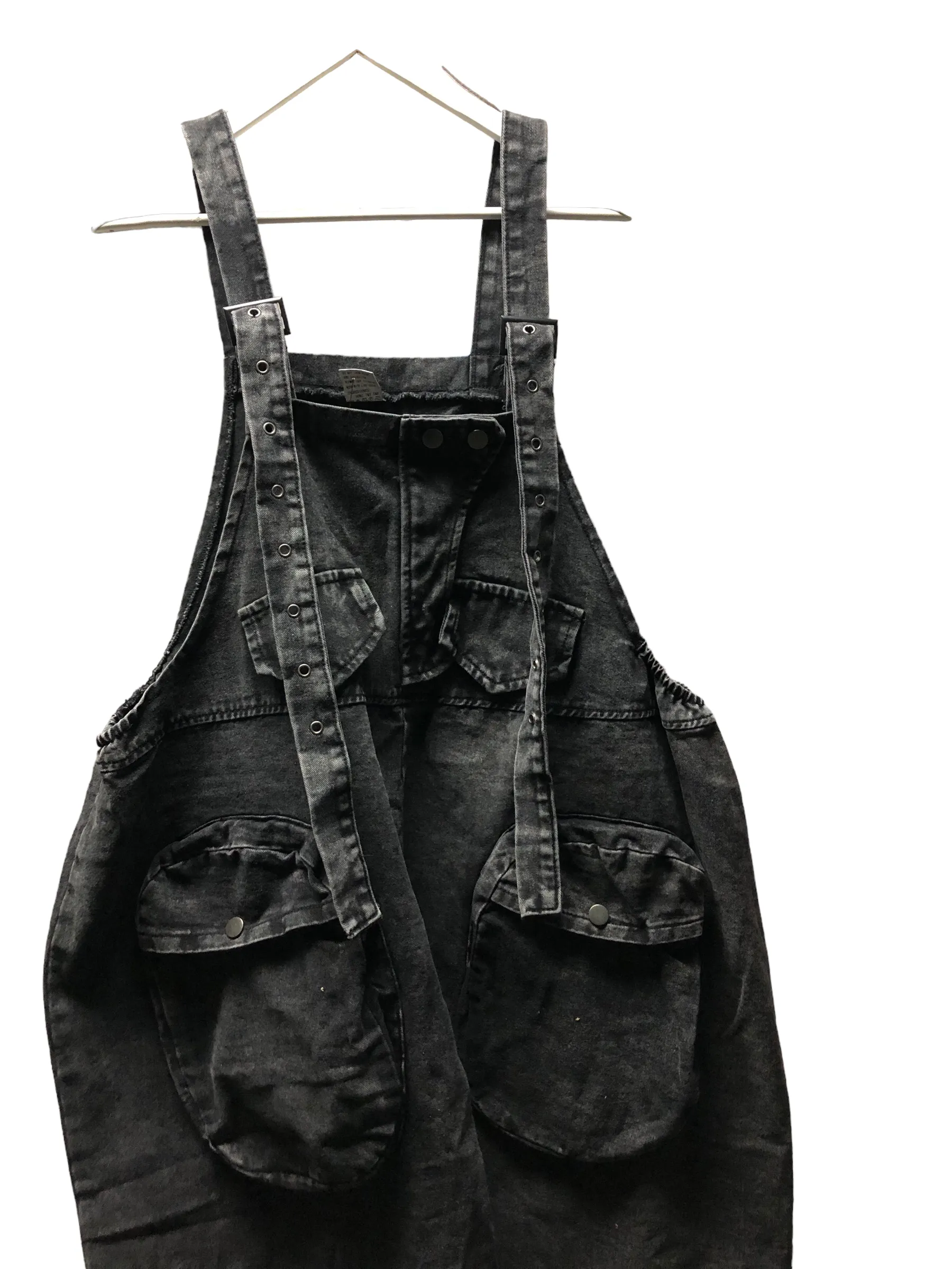 LAST PAIR Black Acid Wash Denim Overalls