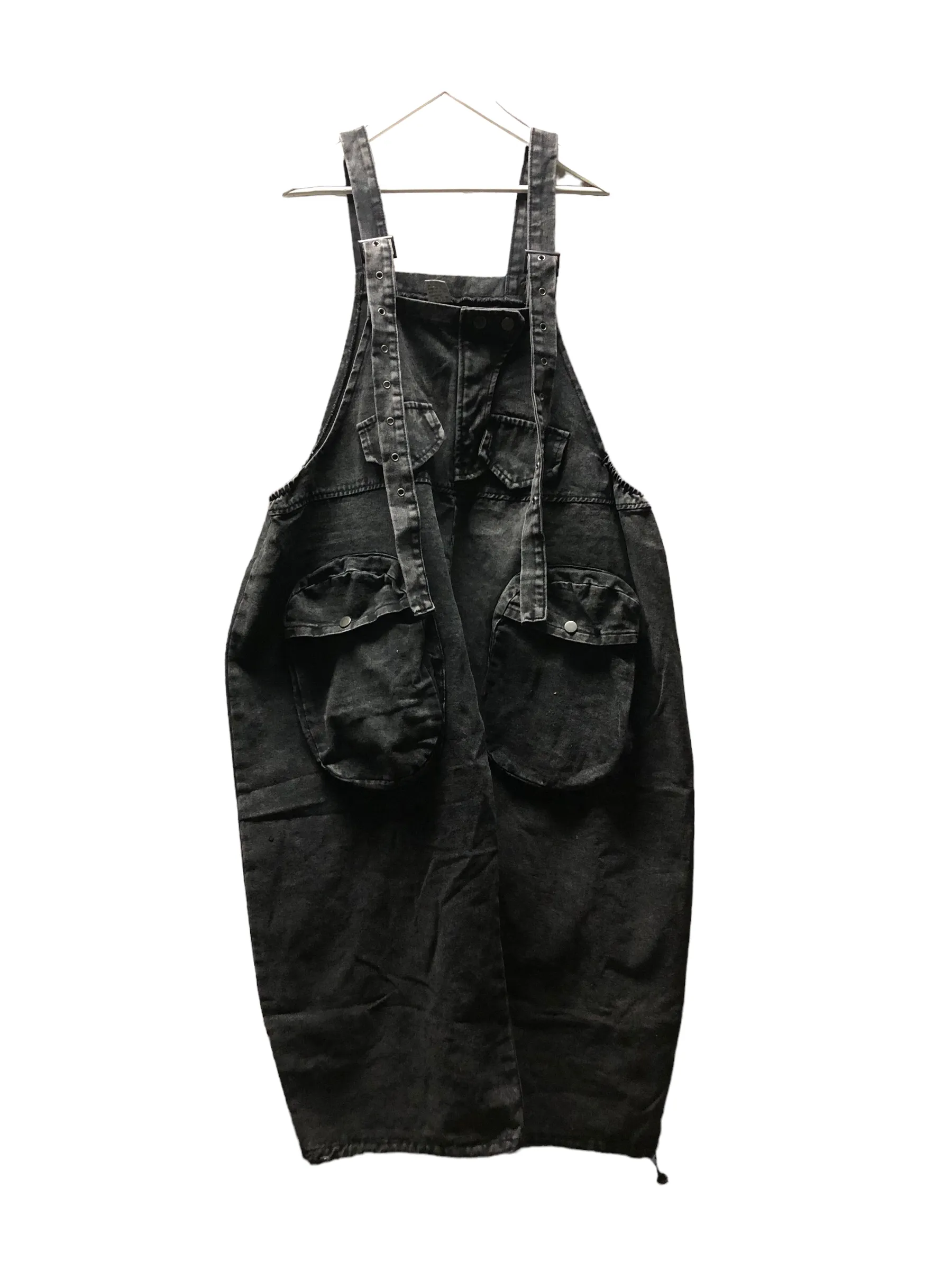 LAST PAIR Black Acid Wash Denim Overalls
