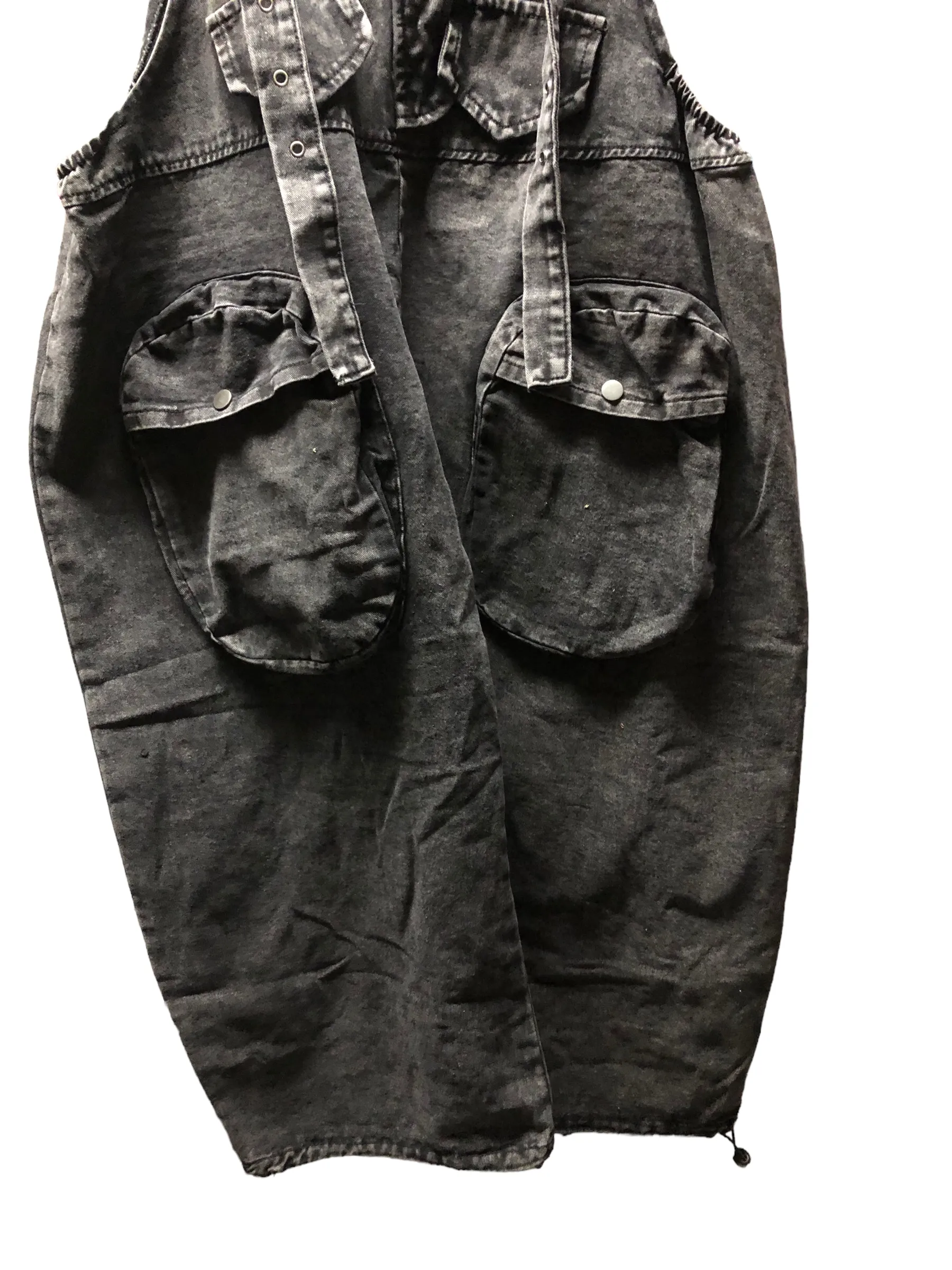 LAST PAIR Black Acid Wash Denim Overalls