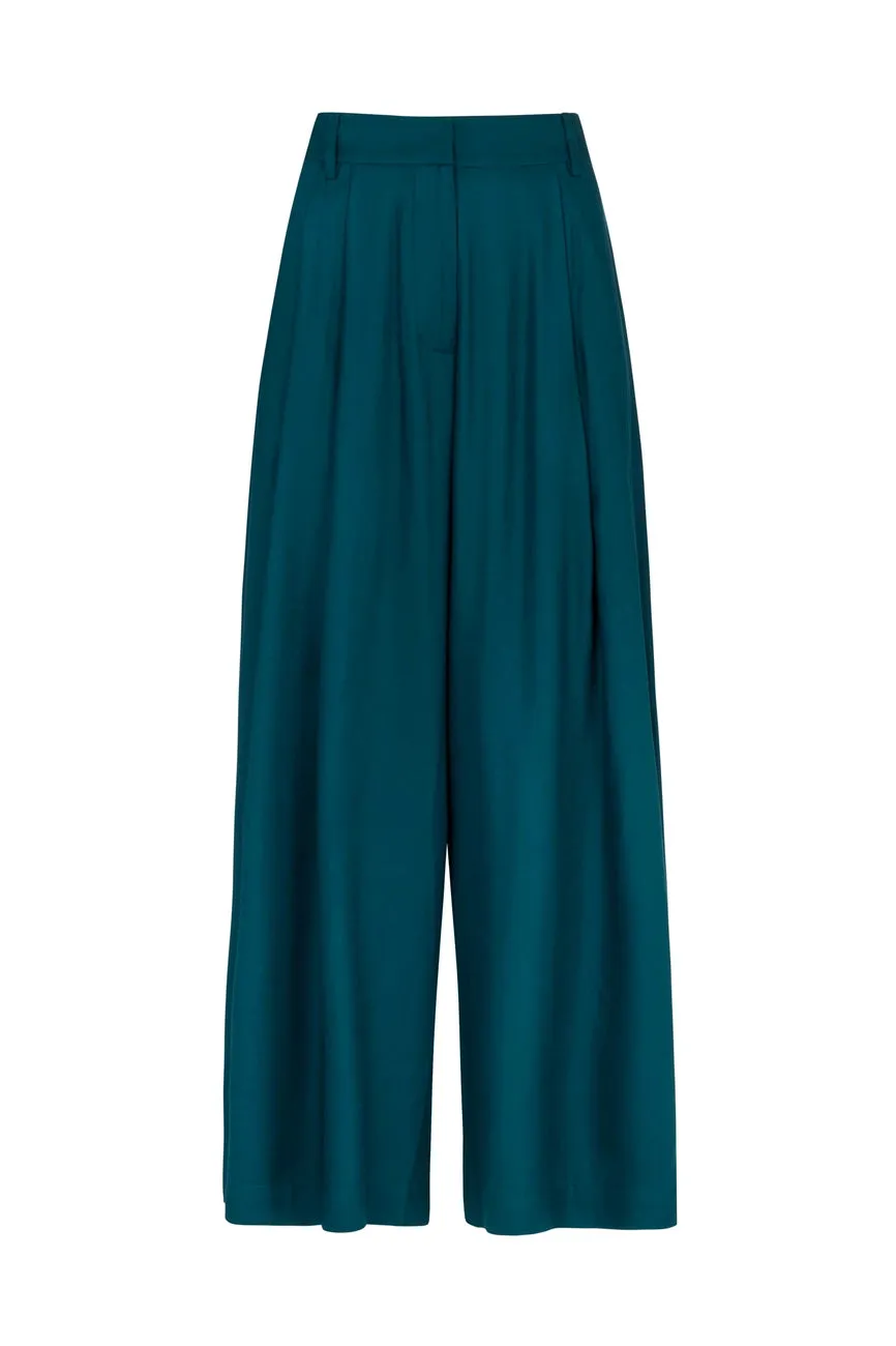 Mabel Wide Leg Pants in Teal by Emily and Fin