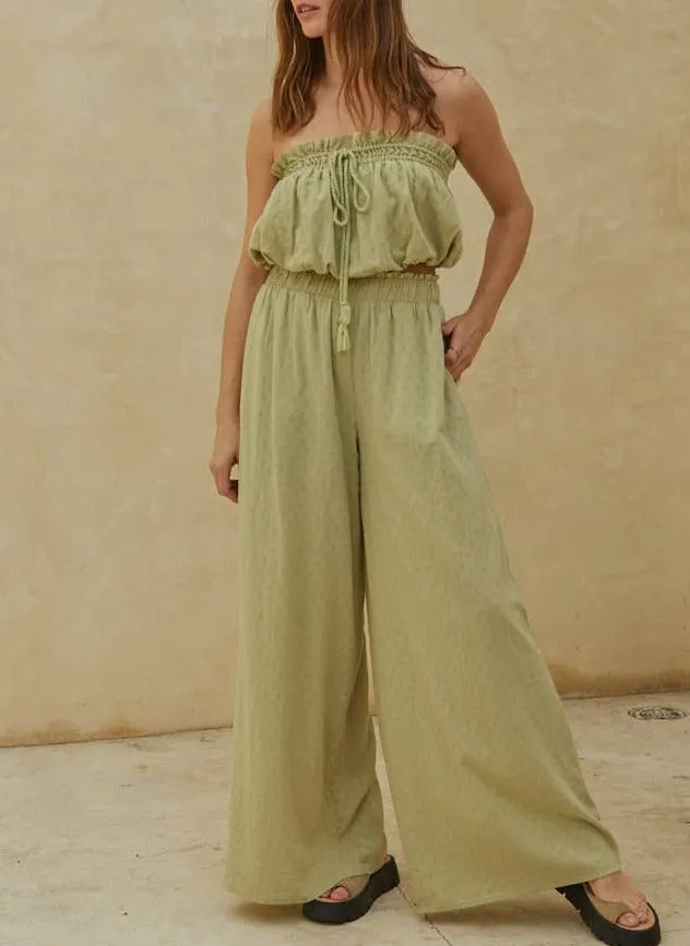 Maldives Woven Cotton Wide Leg Pants