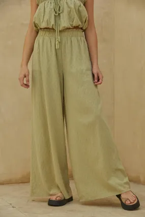 Maldives Woven Cotton Wide Leg Pants