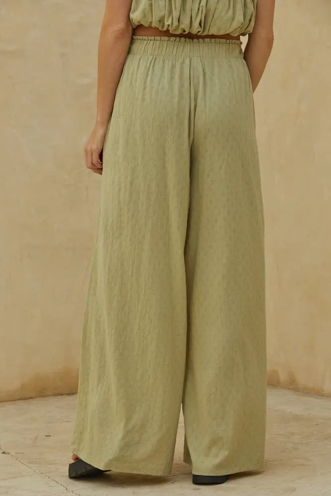 Maldives Woven Cotton Wide Leg Pants