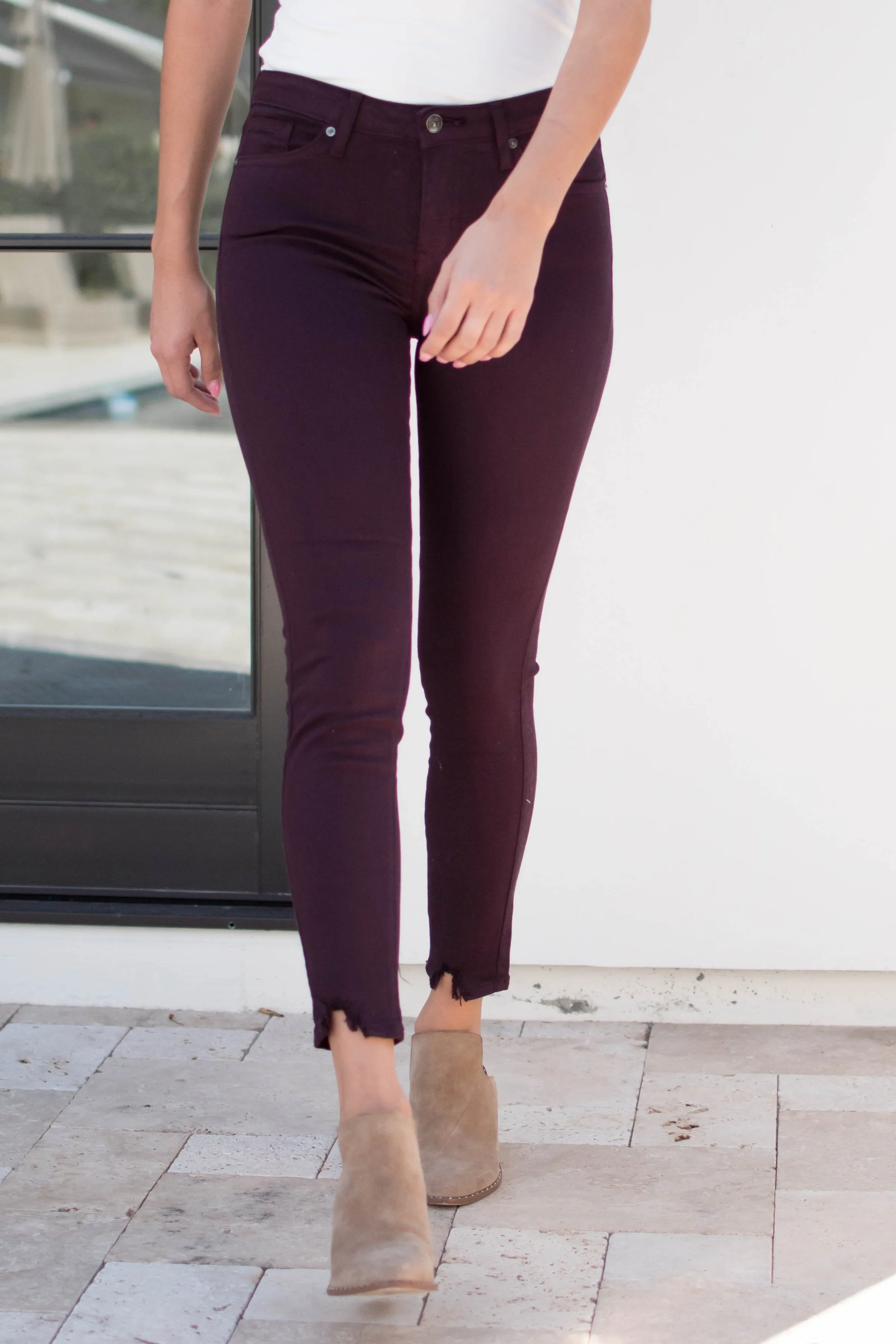 Maroon 5 Pocket Distressed Hem Skinny Stretch Jean