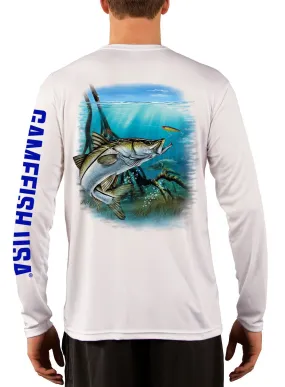 Men's UPF 50 Long Sleeve Microfiber Moisture Wicking Performance Fishing Shirt Snook