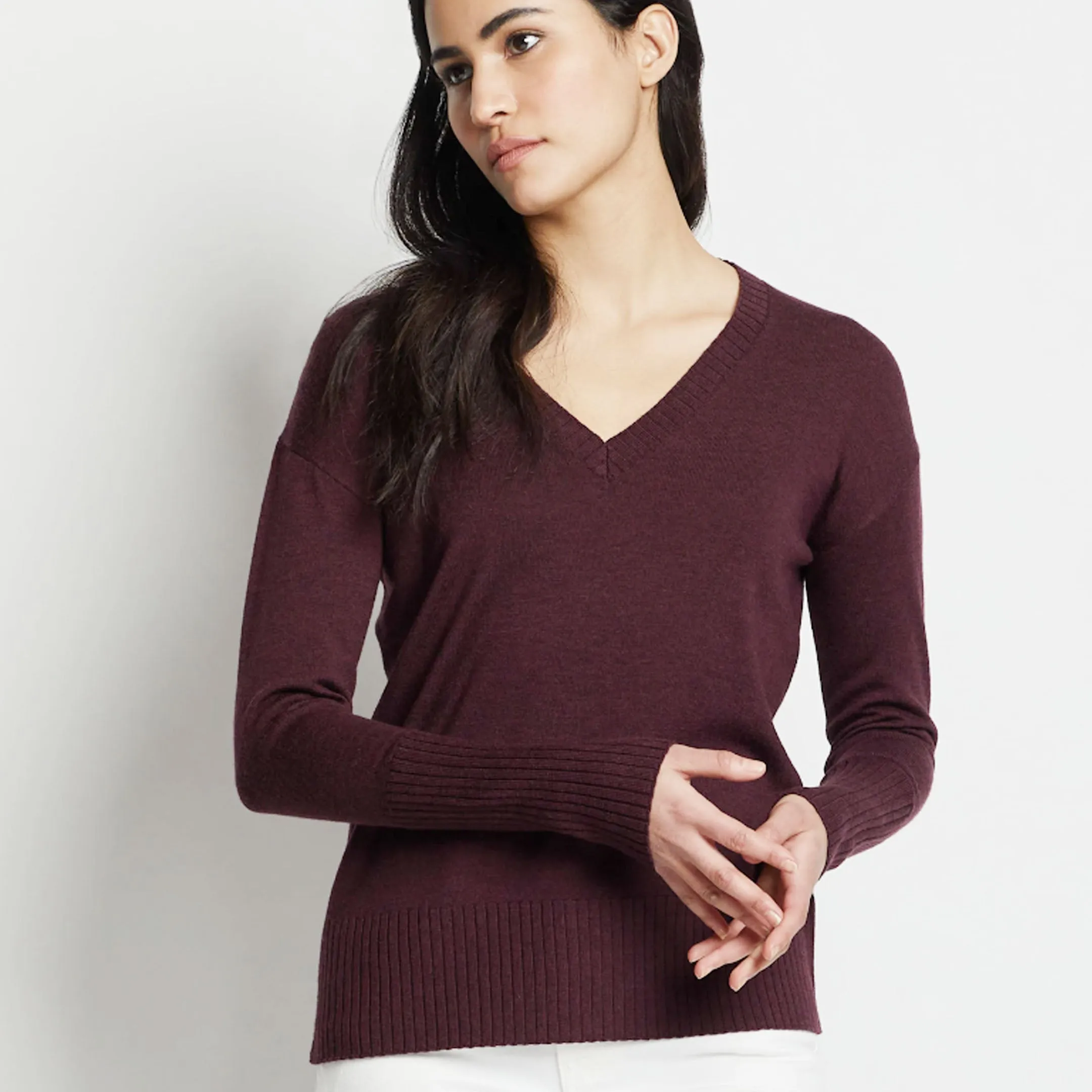 Merino V-Neck Sweater - Wine - Pendleton - SWP83