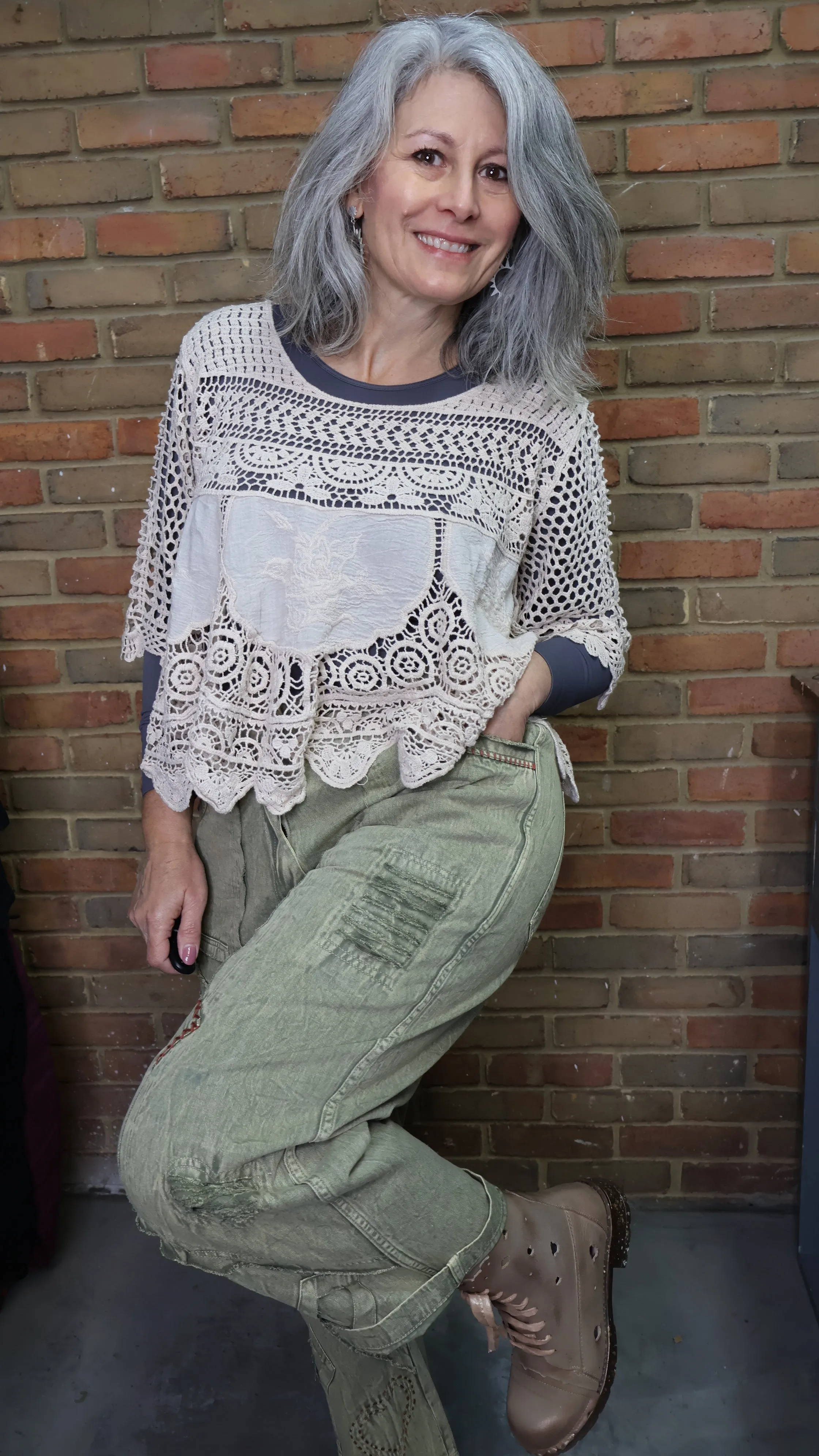 Moss Denim with Patchwork #117