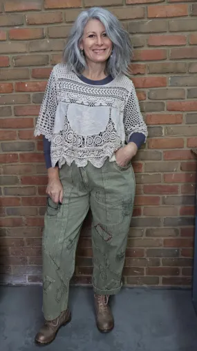 Moss Denim with Patchwork #117