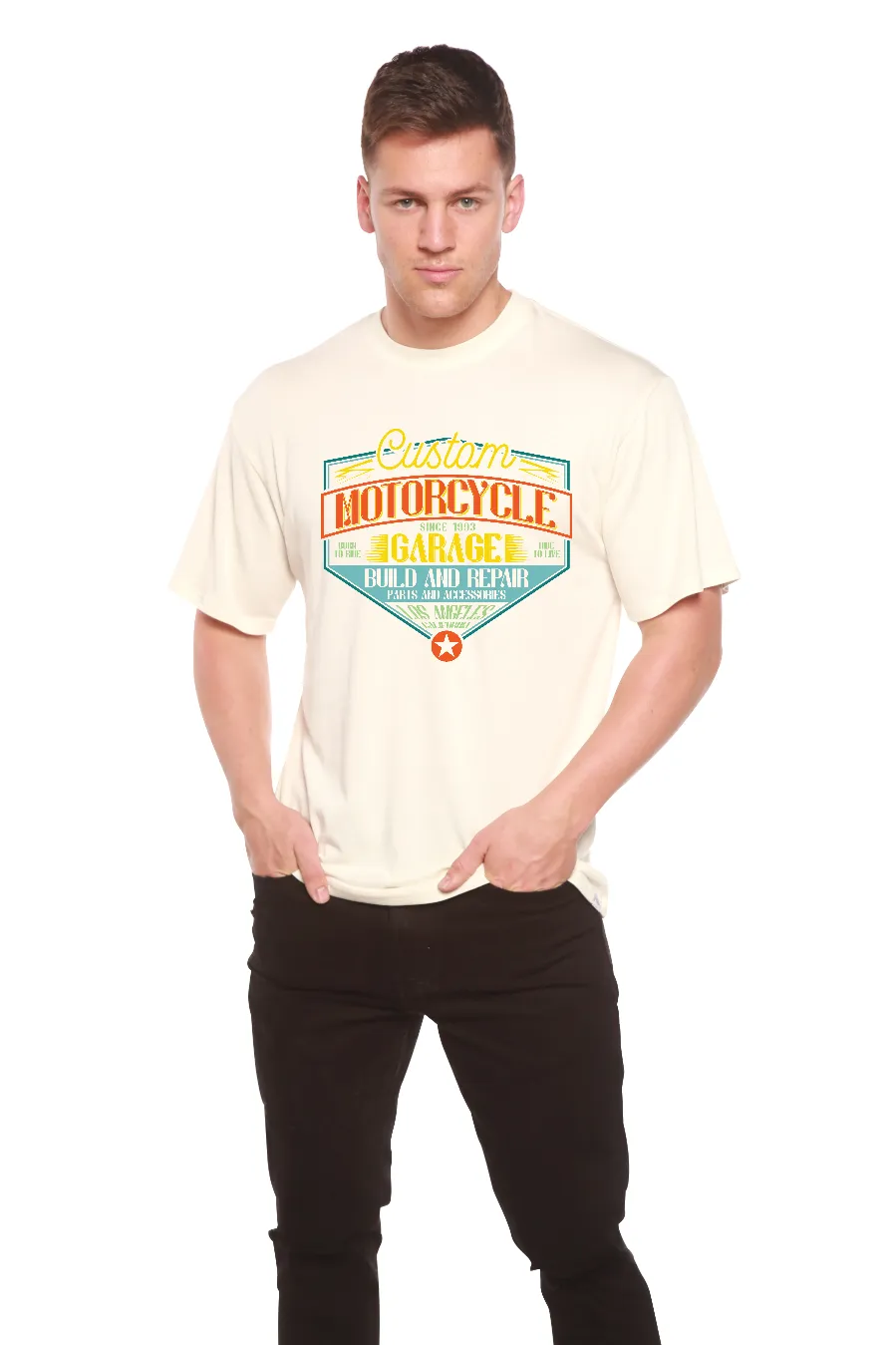 Motorcycle Garage Men's Bamboo Viscose/Organic Cotton Short Sleeve Graphic T-Shirt