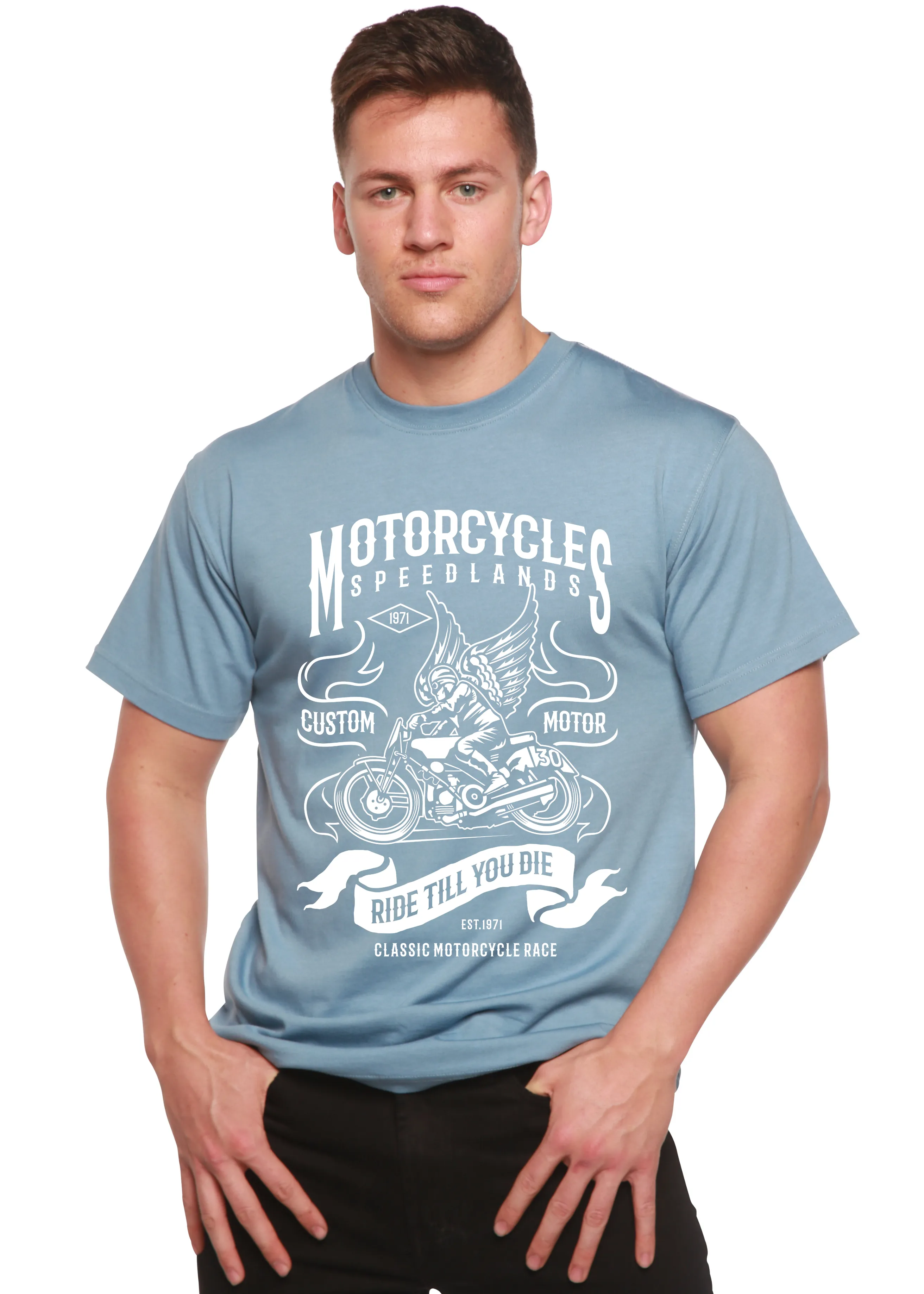 Motorcycles Men's Bamboo Viscose/Organic Cotton Short Sleeve Graphic T-Shirt