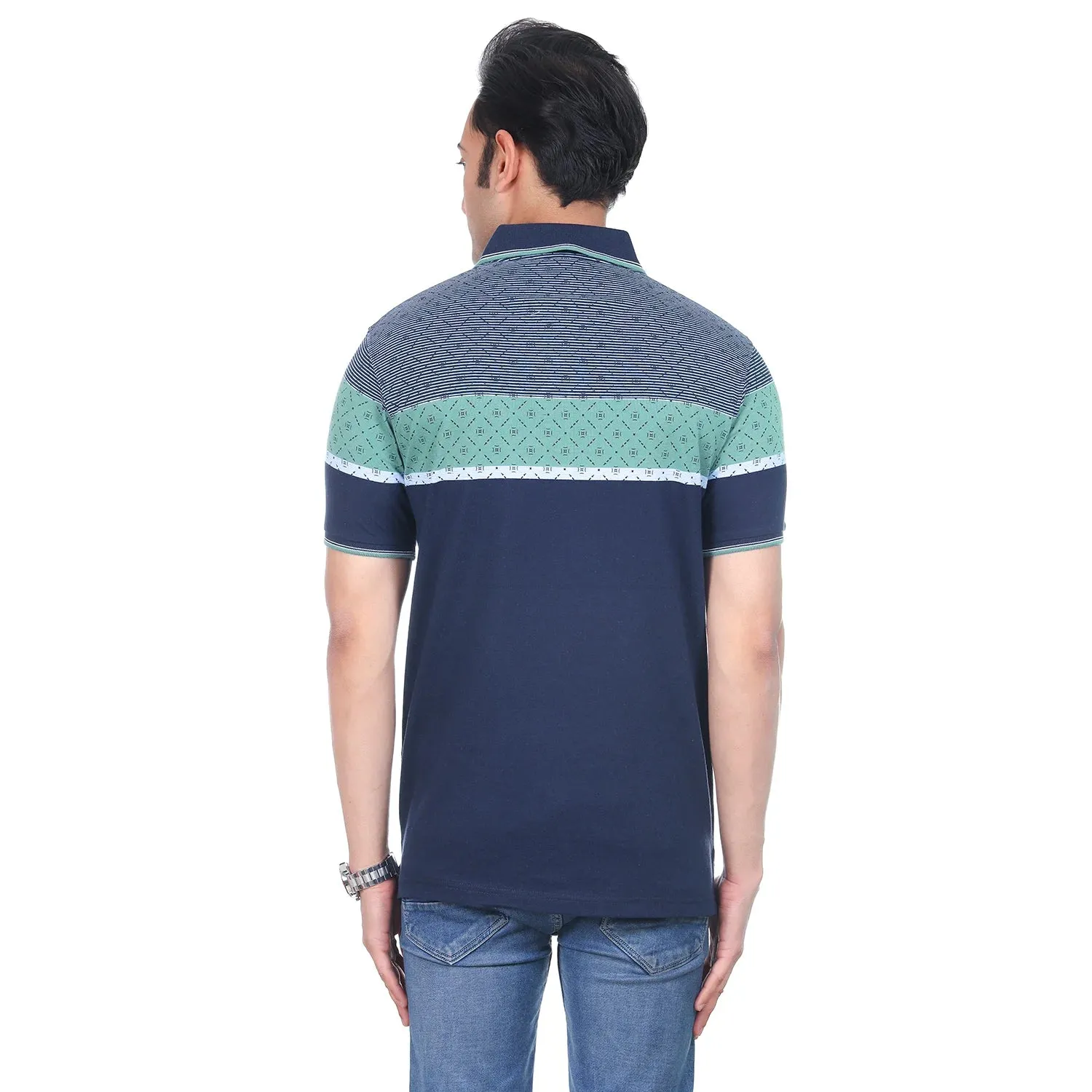 Navy Wave Pocket Polo T-shirt