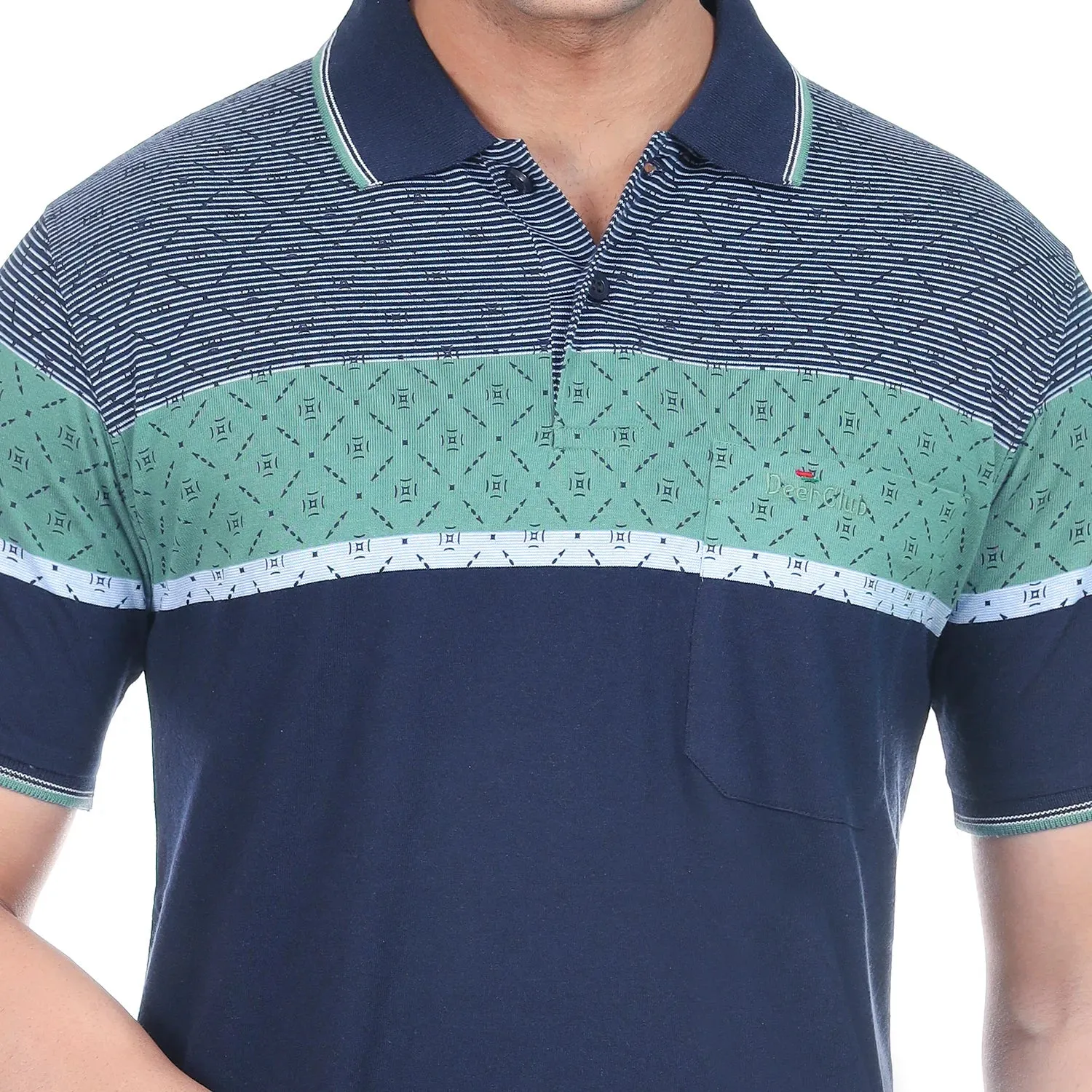 Navy Wave Pocket Polo T-shirt